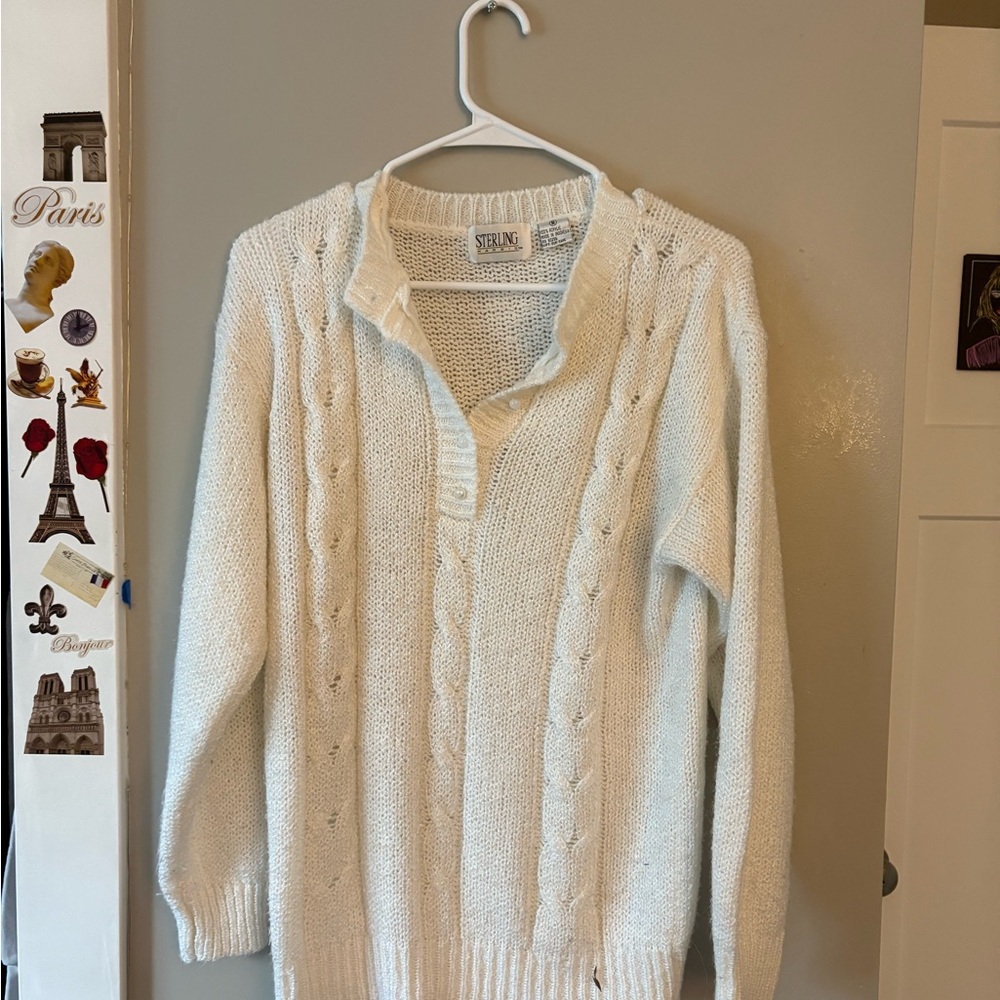White V-Neck Sweater Lightweight Elegance